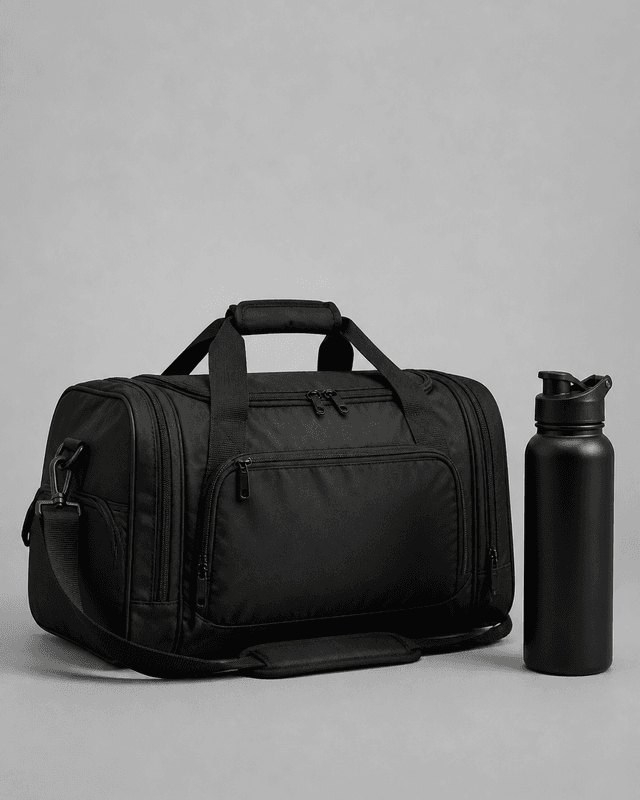 Training duffel bag and water bottle — Accessories category